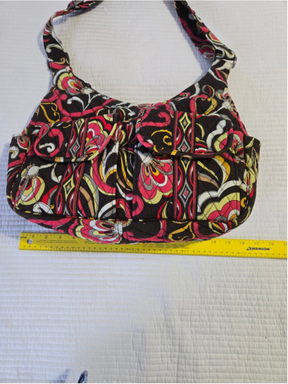 Women's Vera Bradley Large Shoulder Bag Floral Quilted Retired Puccini Swirl - Picture 2 of 8
